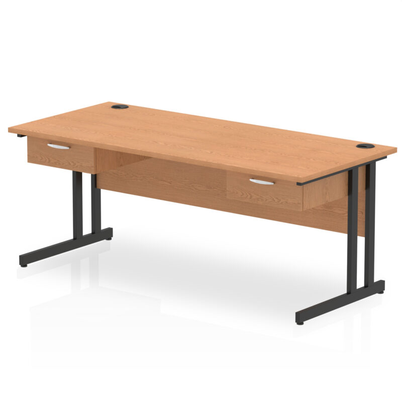 Pace Cantilever Straight Desk Black Frame With Two One Drawer Fixed Pedestals - Image 12