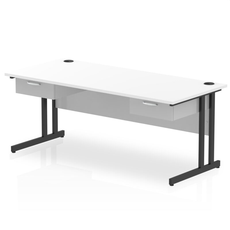 Pace Cantilever Straight Desk Black Frame With Two One Drawer Fixed Pedestals - Image 13