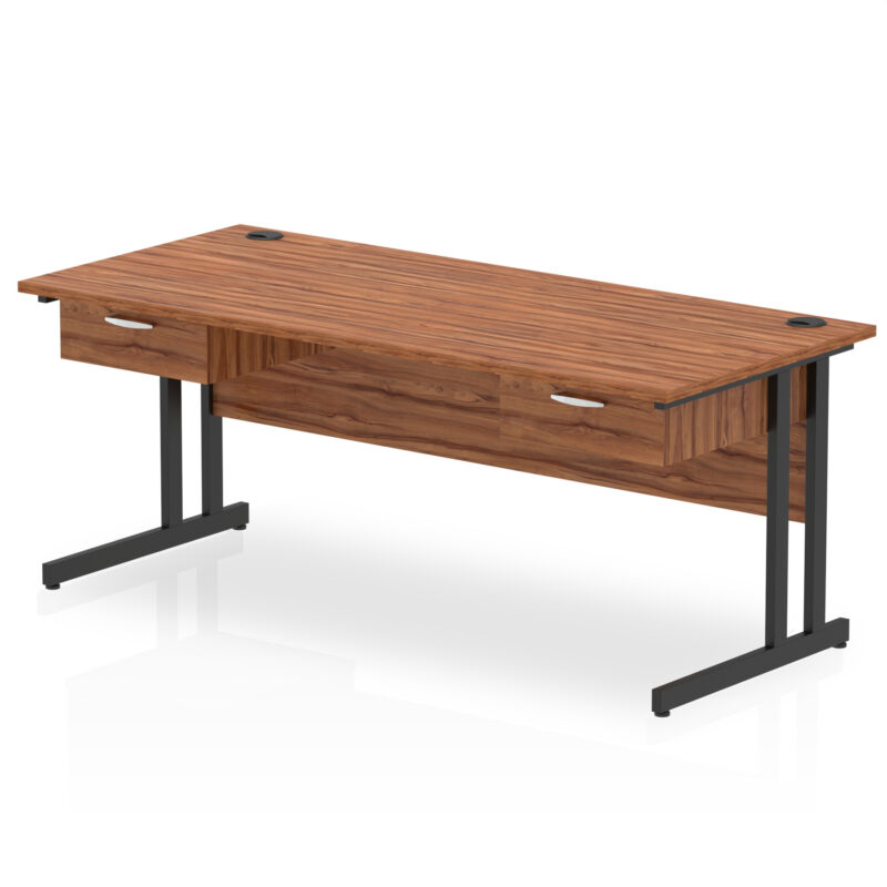 Pace Cantilever Straight Desk Black Frame With Two One Drawer Fixed Pedestals - Image 14