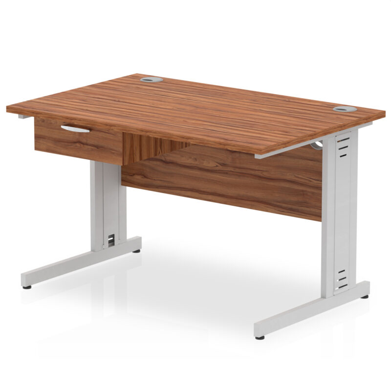 Pace Cable Managed Straight Desk Silver Frame With Single One Drawer Fixed Pedestal - Image 7
