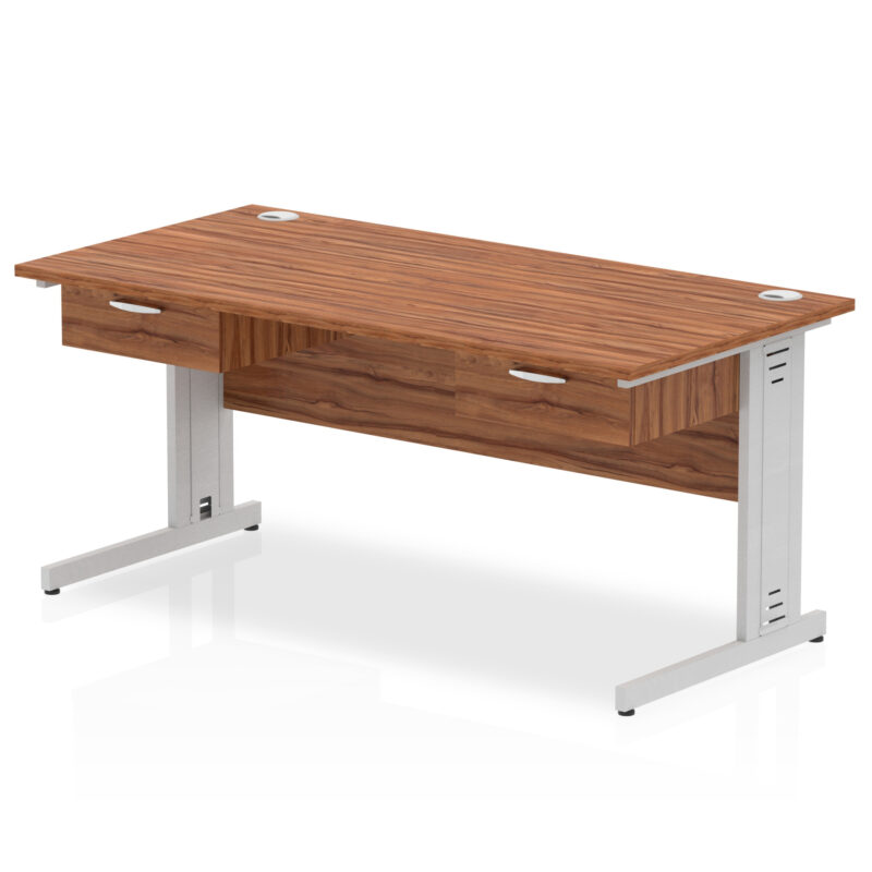 Pace Cable Managed Straight Desk Silver Frame With Two One Drawer Fixed Pedestals - Image 7