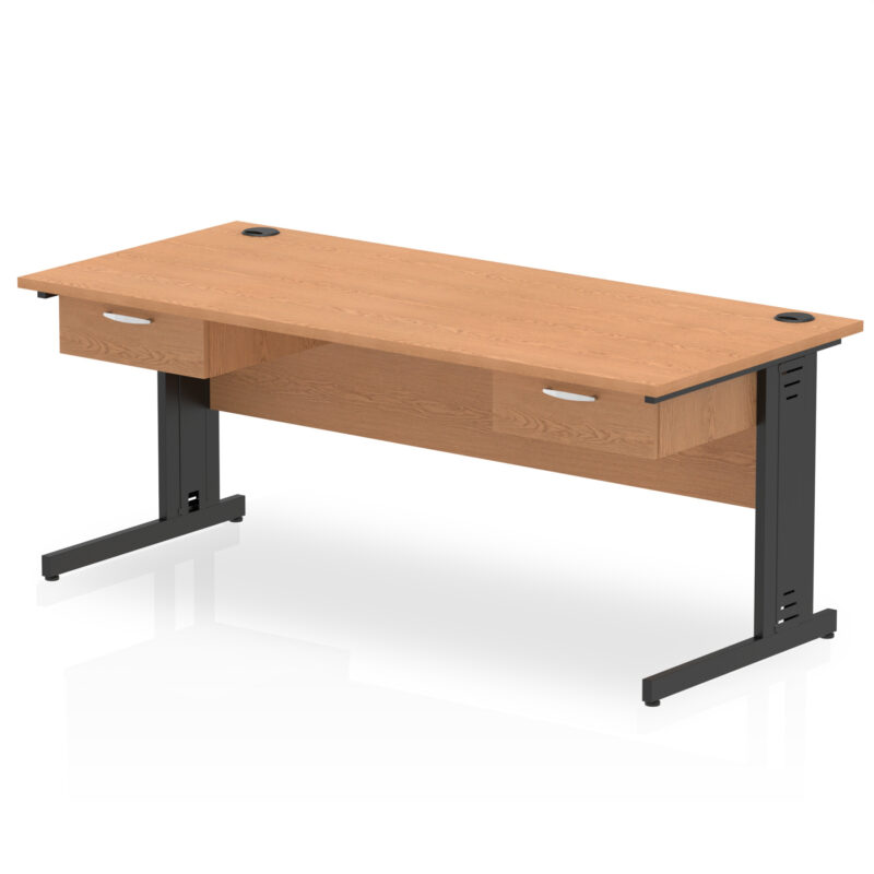 Pace Cable Managed Straight Desk Black Frame With Two One Drawer Fixed Pedestals - Image 12