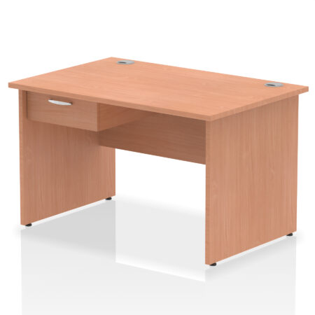 Pace Panel End Straight Desk Frame With Single One Drawer Fixed Pedestal