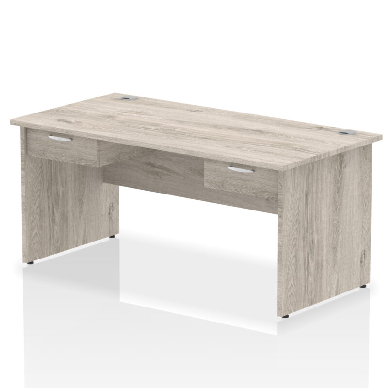 Pace Panel End Straight Desk Frame With Two One Drawer Fixed Pedestals - Image 3