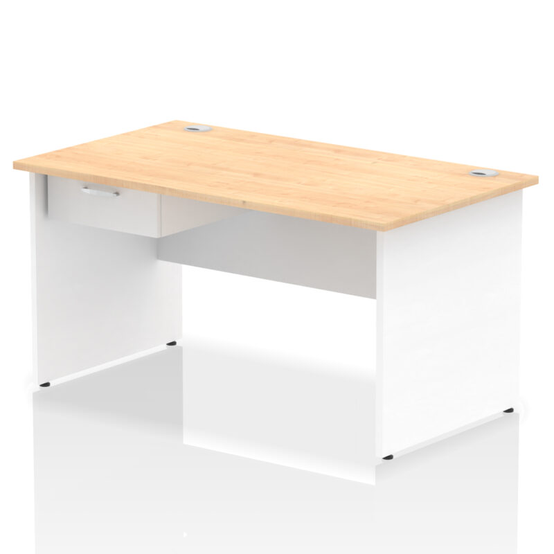 Pace Panel End Straight Desk Frame With Single One Drawer Fixed Pedestal - Image 38