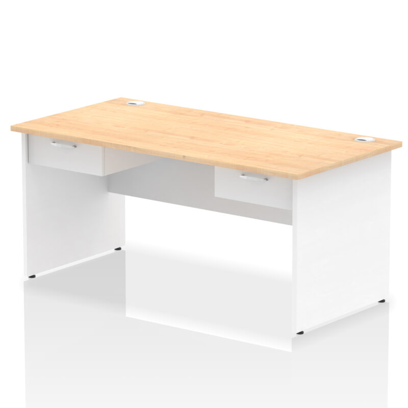 Pace Panel End Straight Desk Frame With Two One Drawer Fixed Pedestals - Image 18
