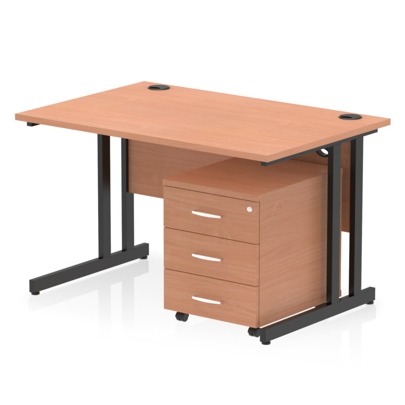 Pace 1200mm Cantilever Straight Desk With Mobile Pedestal - Image 32