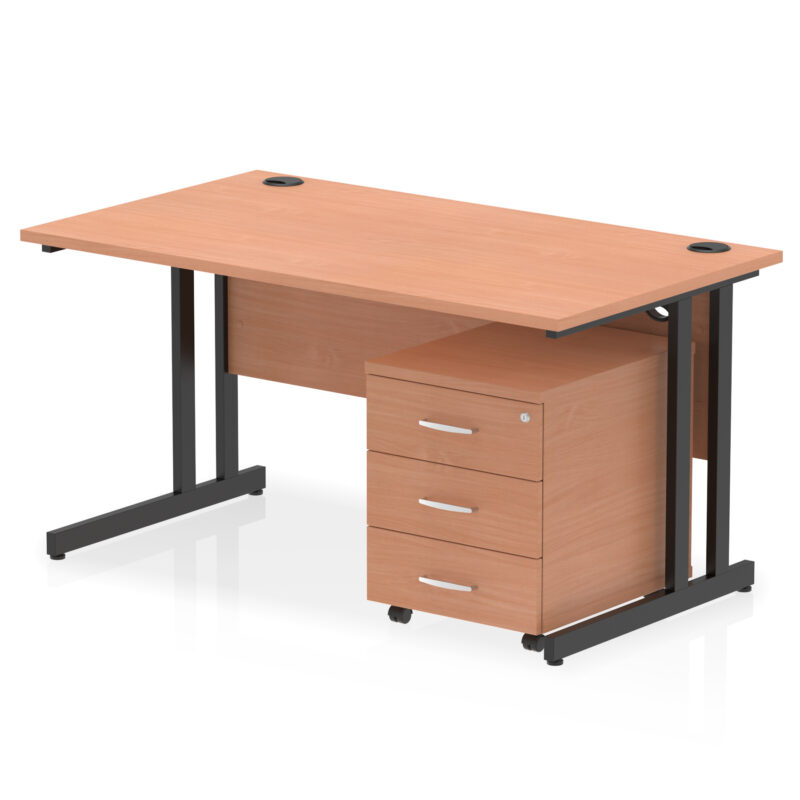 Pace 1400mm Cantilever Straight Desk With Mobile Pedestal - Image 32