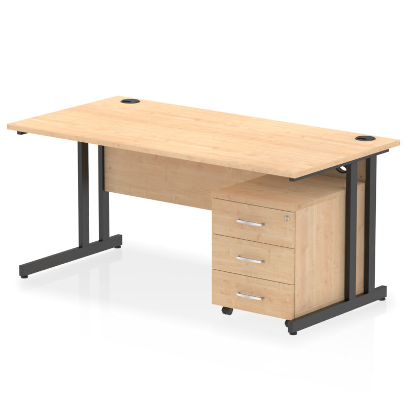 Pace 1600mm Cantilever Straight Desk With Mobile Pedestal - Image 35