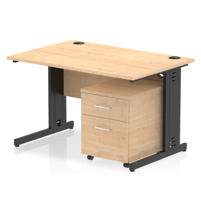 Pace 1200mm Cable Managed Straight Desk With Mobile Pedestal - Image 28