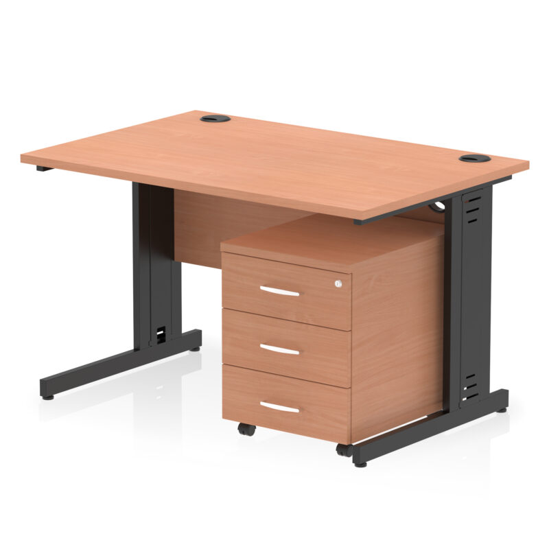 Pace 1200mm Cable Managed Straight Desk With Mobile Pedestal - Image 32