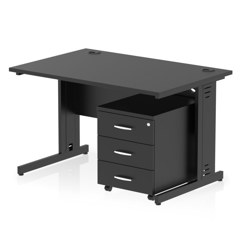 Pace 1200mm Cable Managed Straight Desk With Mobile Pedestal - Image 33