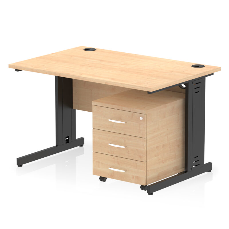 Pace 1200mm Cable Managed Straight Desk With Mobile Pedestal - Image 35
