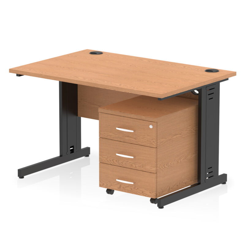 Pace 1200mm Cable Managed Straight Desk With Mobile Pedestal - Image 36