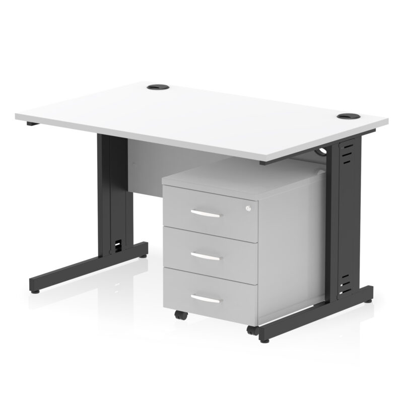 Pace 1200mm Cable Managed Straight Desk With Mobile Pedestal - Image 37