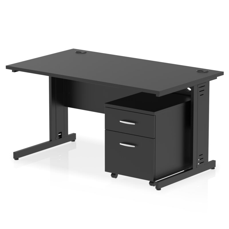Pace 1400mm Cable Managed Straight Desk With Mobile Pedestal - Image 26