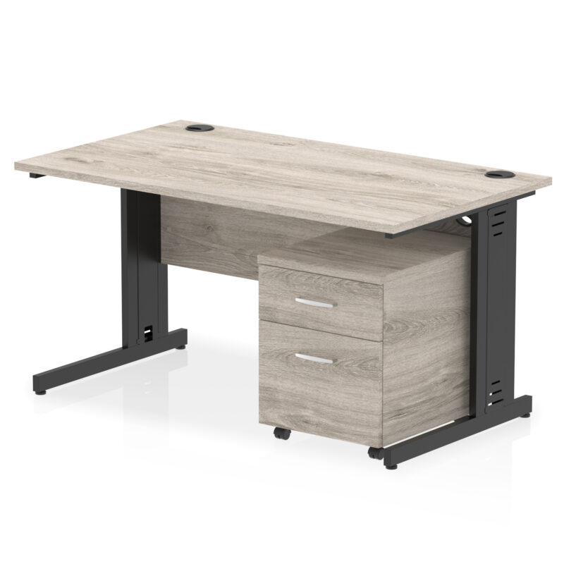 Pace 1400mm Cable Managed Straight Desk With Mobile Pedestal - Image 27