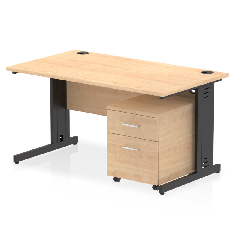 Pace 1400mm Cable Managed Straight Desk With Mobile Pedestal - Image 28
