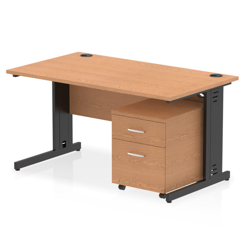Pace 1400mm Cable Managed Straight Desk With Mobile Pedestal - Image 29