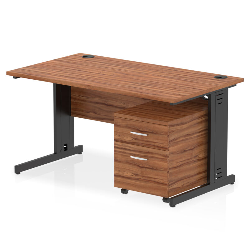 Pace 1400mm Cable Managed Straight Desk With Mobile Pedestal - Image 31