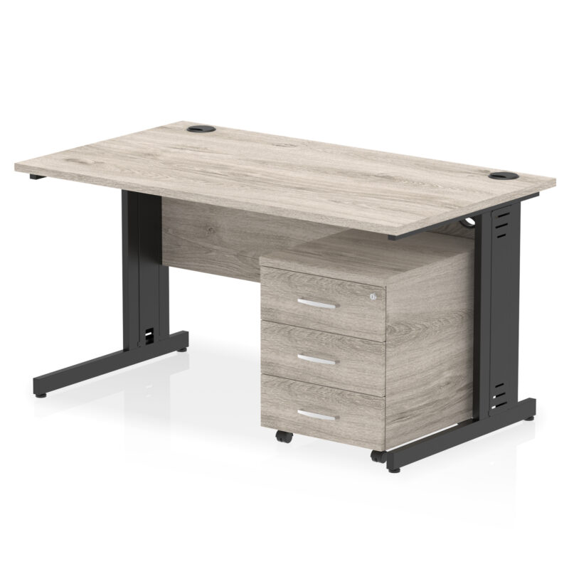 Pace 1400mm Cable Managed Straight Desk With Mobile Pedestal - Image 34