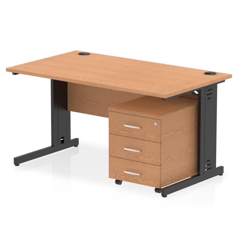 Pace 1400mm Cable Managed Straight Desk With Mobile Pedestal - Image 36