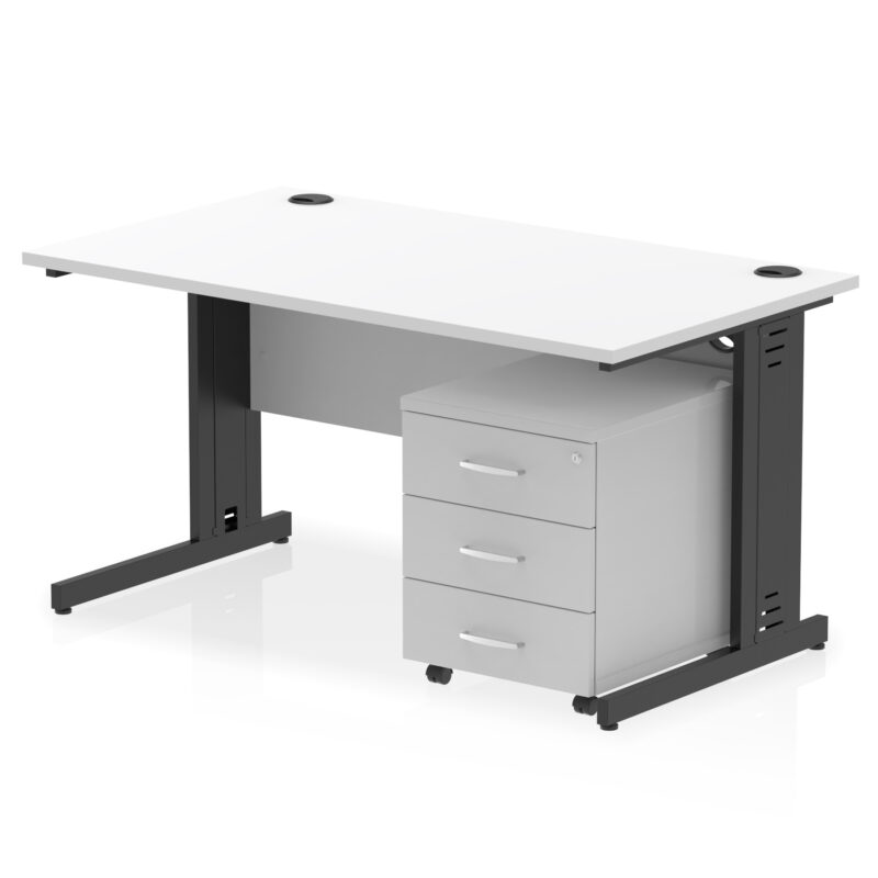 Pace 1400mm Cable Managed Straight Desk With Mobile Pedestal - Image 37