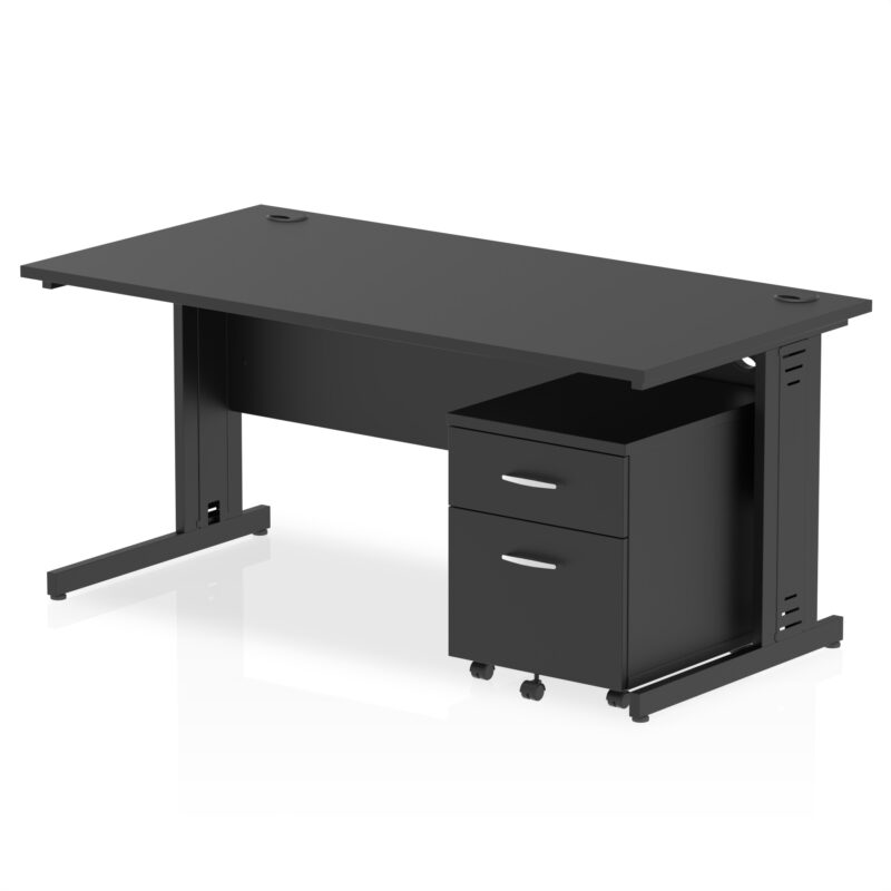 Pace 1600mm Cable Managed Straight Desk With Mobile Pedestal - Image 26
