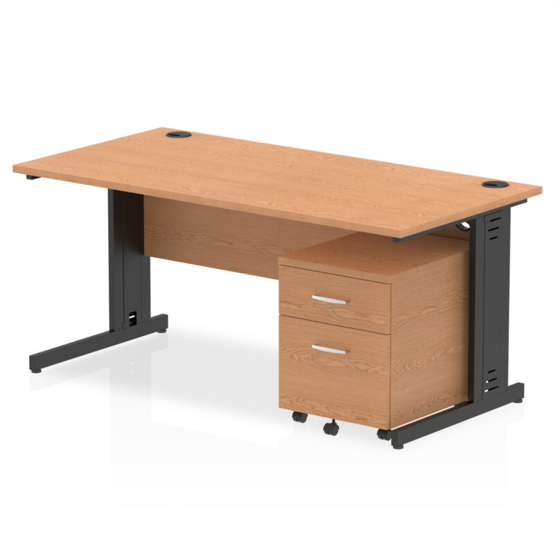 Pace 1600mm Cable Managed Straight Desk With Mobile Pedestal - Image 29