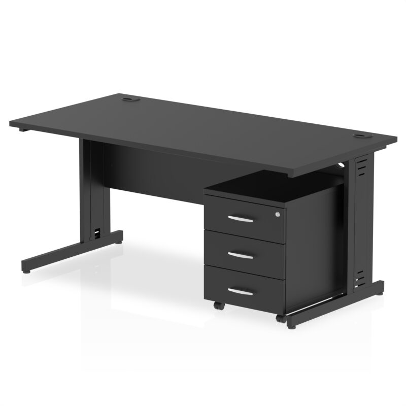 Pace 1600mm Cable Managed Straight Desk With Mobile Pedestal - Image 33