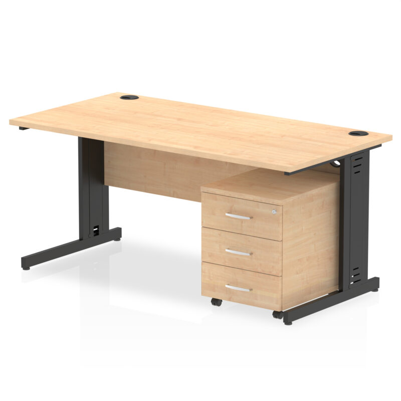 Pace 1600mm Cable Managed Straight Desk With Mobile Pedestal - Image 35