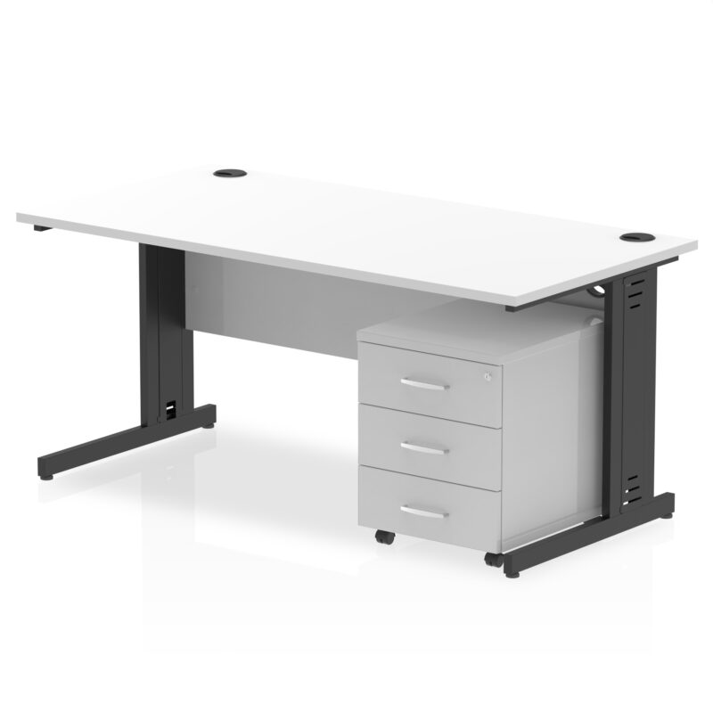 Pace 1600mm Cable Managed Straight Desk With Mobile Pedestal - Image 37