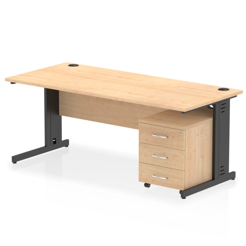 Pace 1800mm Cable Managed Straight Desk With Mobile Pedestal - Image 35