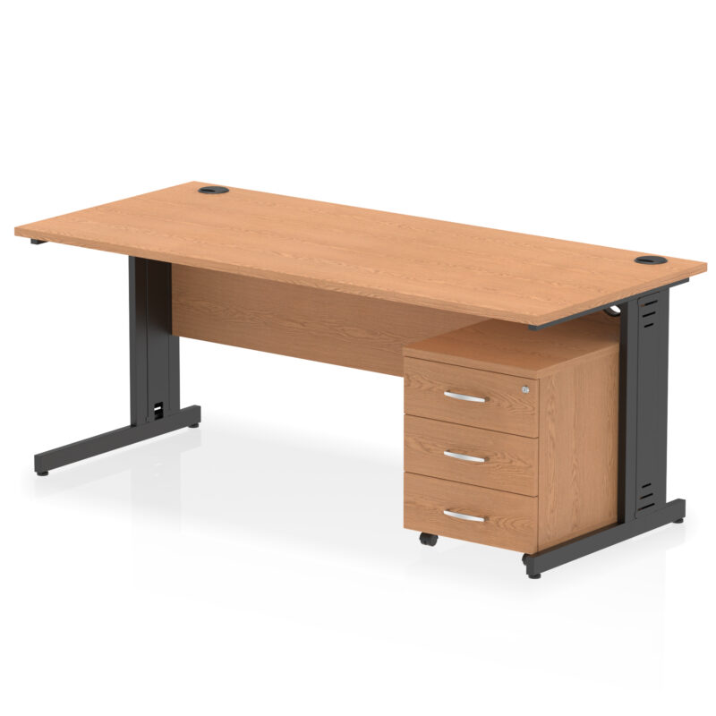 Pace 1800mm Cable Managed Straight Desk With Mobile Pedestal - Image 36