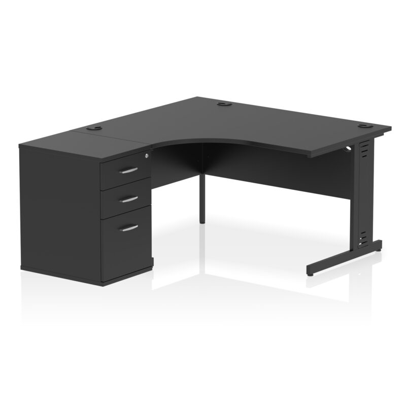 Pace 1400mm Cable Managed Left Crescent Desk Workstation - Image 37