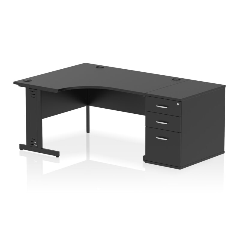 Pace 1400mm Cable Managed Left Crescent Desk Workstation - Image 38