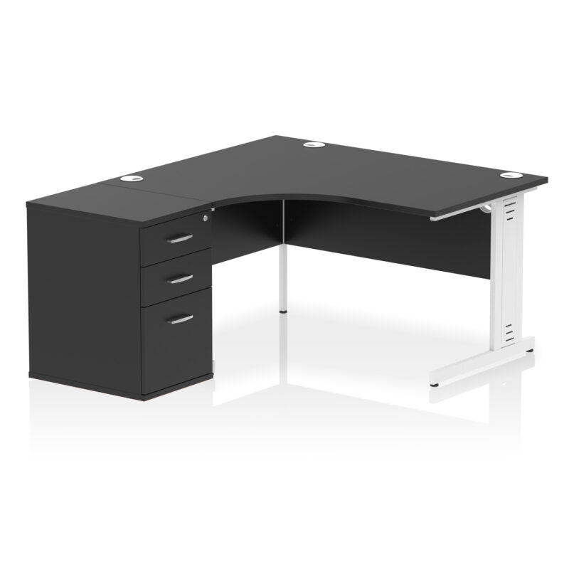 Pace 1400mm Cable Managed Left Crescent Desk Workstation - Image 40