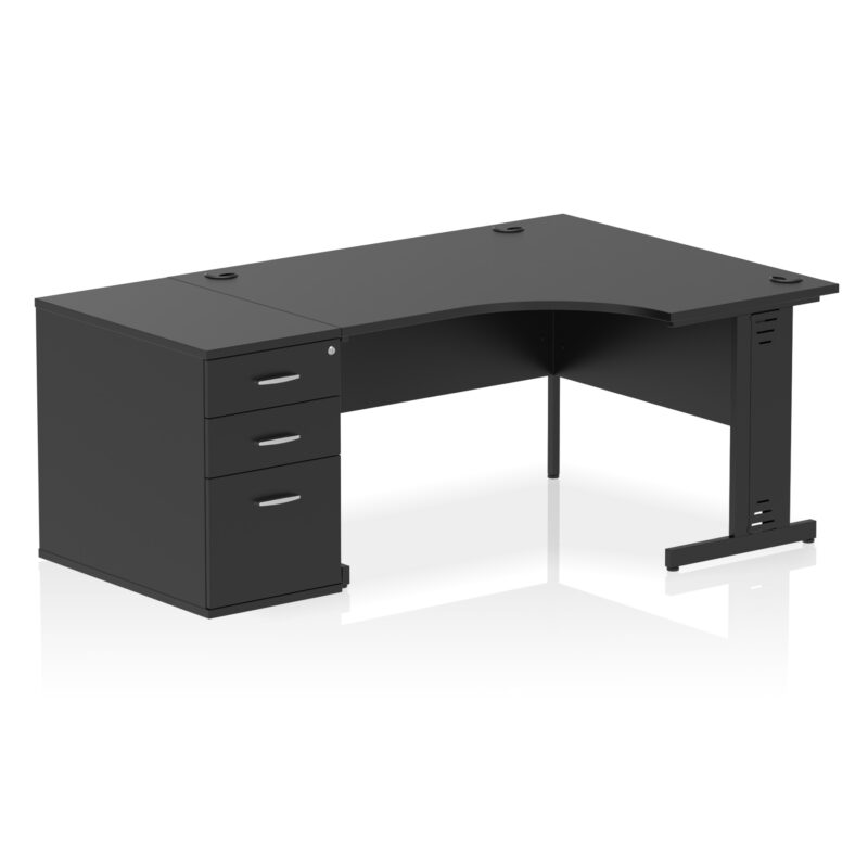 Pace 1400mm Cable Managed Right Crescent Desk Workstation - Image 38