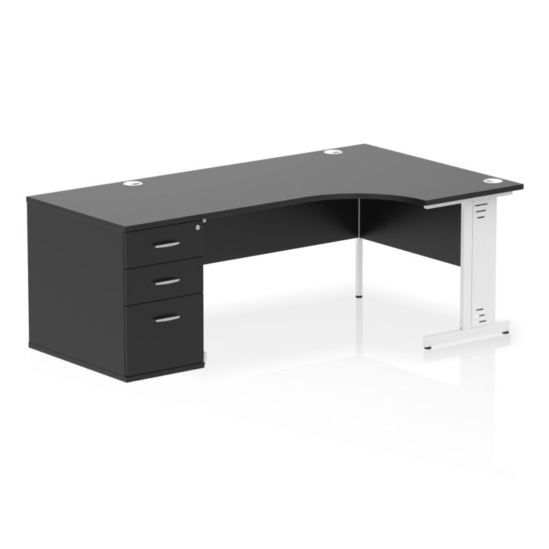 Pace 1600mm Cable Managed Right Crescent Desk Workstation - Image 42