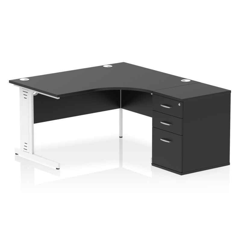 Pace 1400mm Cable Managed Right Crescent Desk Workstation - Image 40