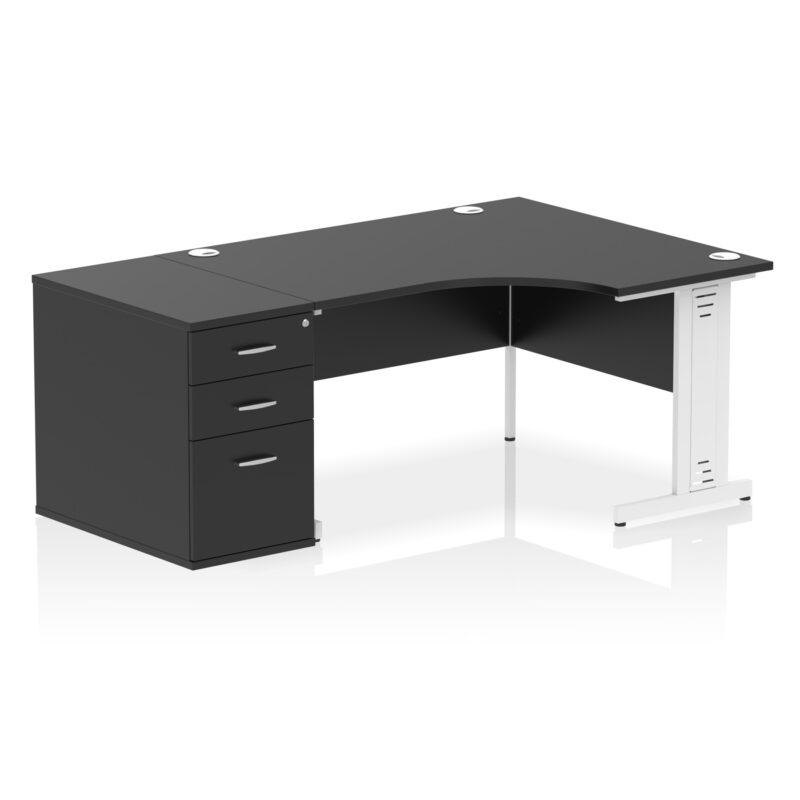 Pace 1400mm Cable Managed Right Crescent Desk Workstation - Image 42