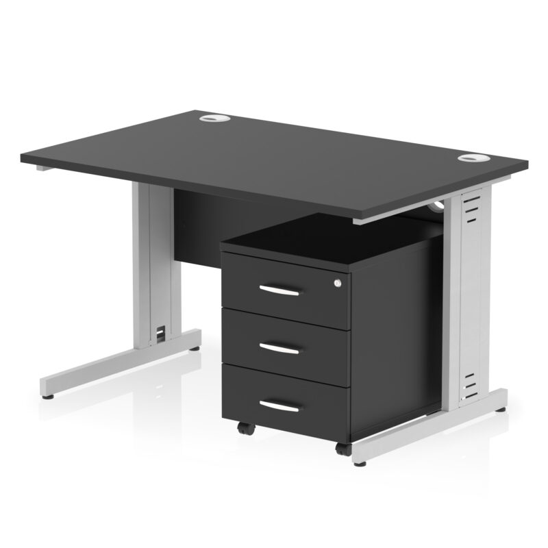 Pace 1200mm Cable Managed Straight Desk With Mobile Pedestal - Image 40