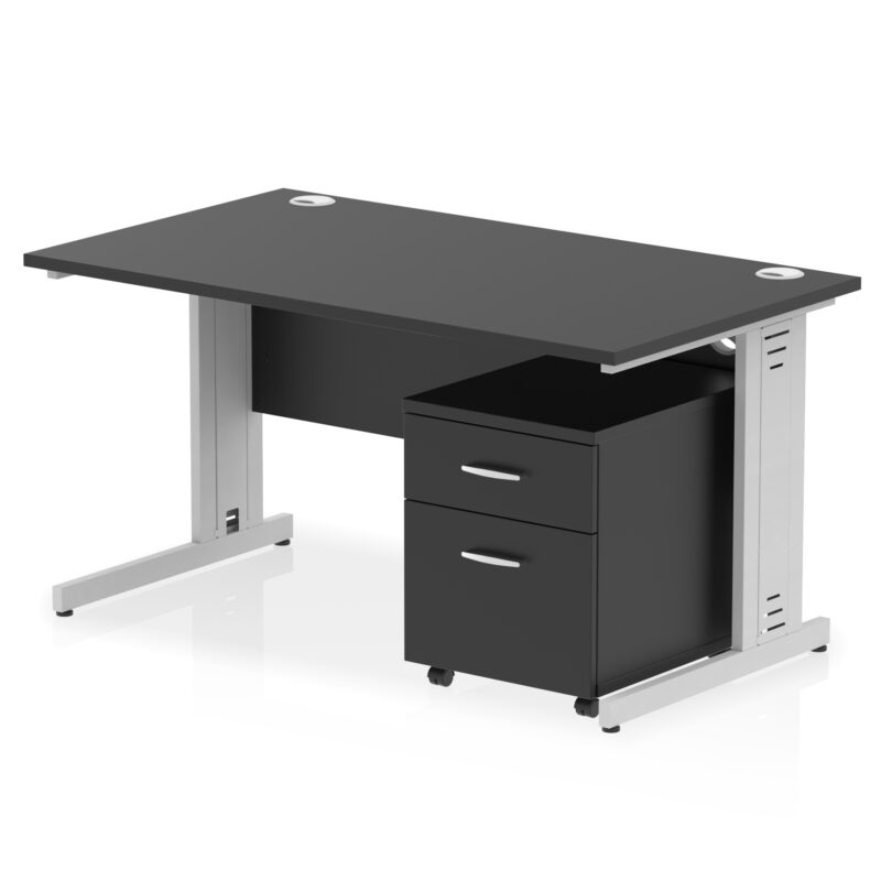 Pace 1400mm Cable Managed Straight Desk With Mobile Pedestal - Image 39