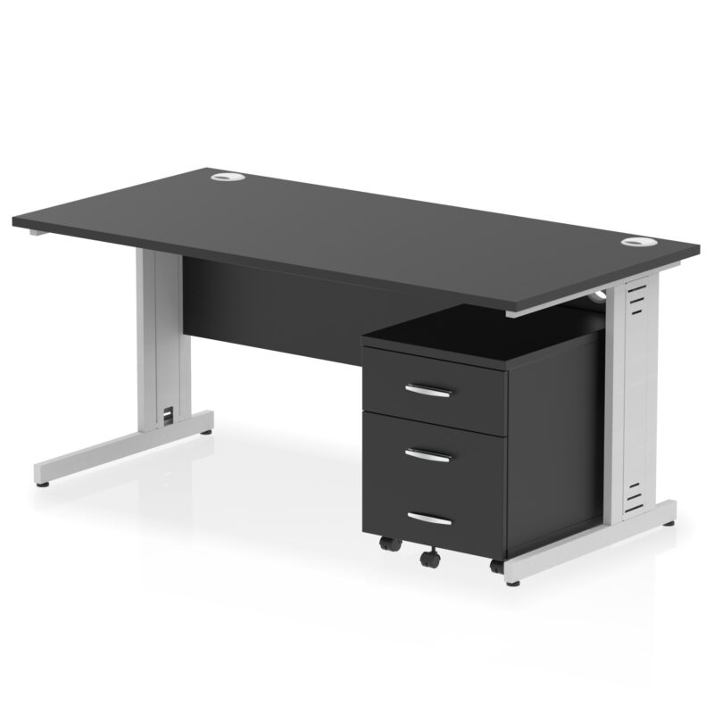 Pace 1600mm Cable Managed Straight Desk With Mobile Pedestal - Image 40