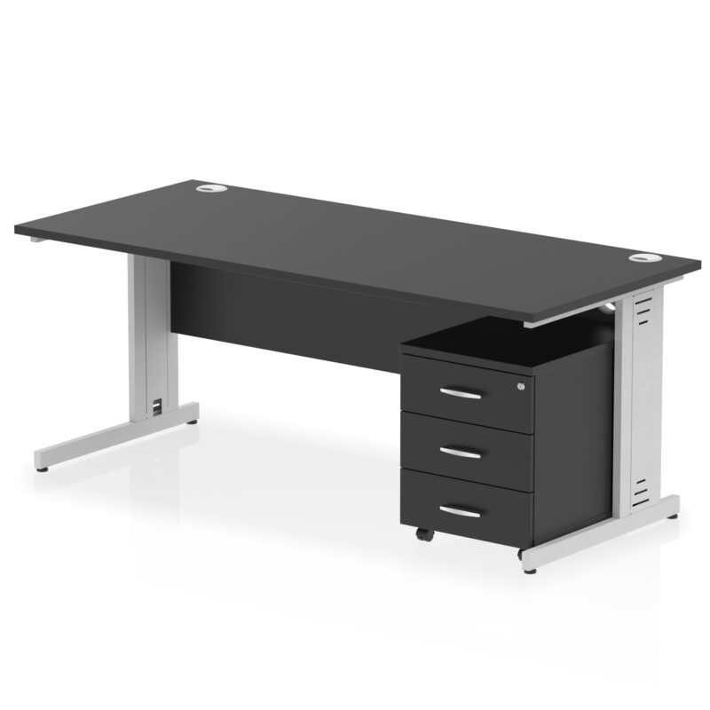 Pace 1800mm Cable Managed Straight Desk With Mobile Pedestal - Image 40