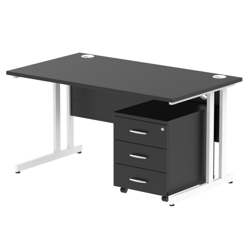 Pace 1400mm Cantilever Straight Desk With Mobile Pedestal - Image 42
