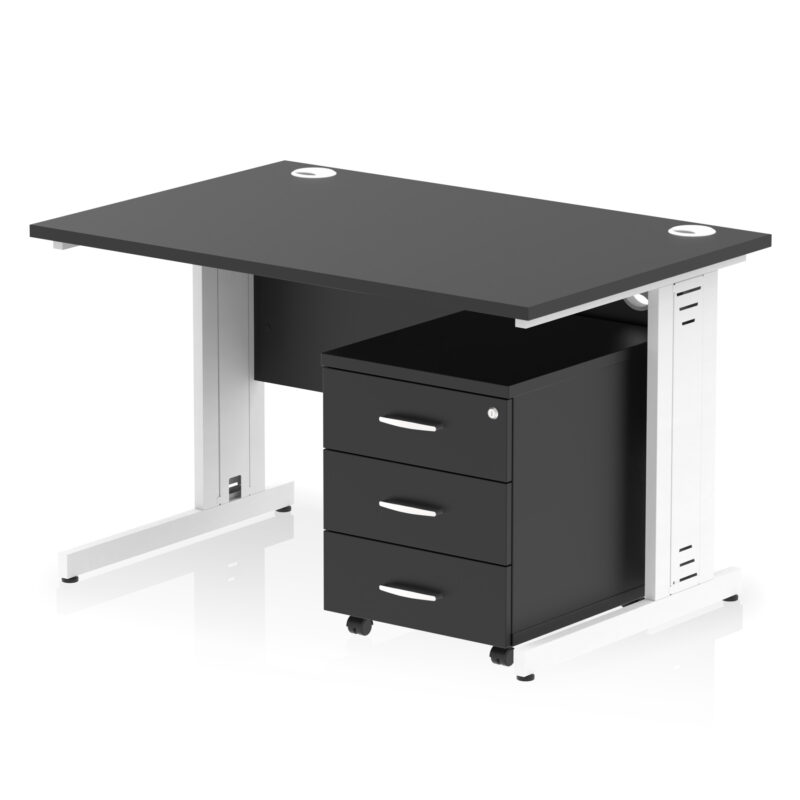 Pace 1200mm Cable Managed Straight Desk With Mobile Pedestal - Image 42