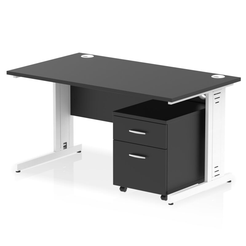 Pace 1400mm Cable Managed Straight Desk With Mobile Pedestal - Image 41