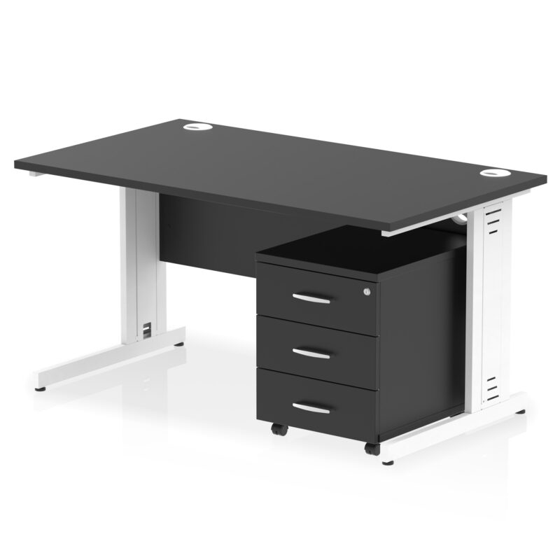 Pace 1400mm Cable Managed Straight Desk With Mobile Pedestal - Image 42