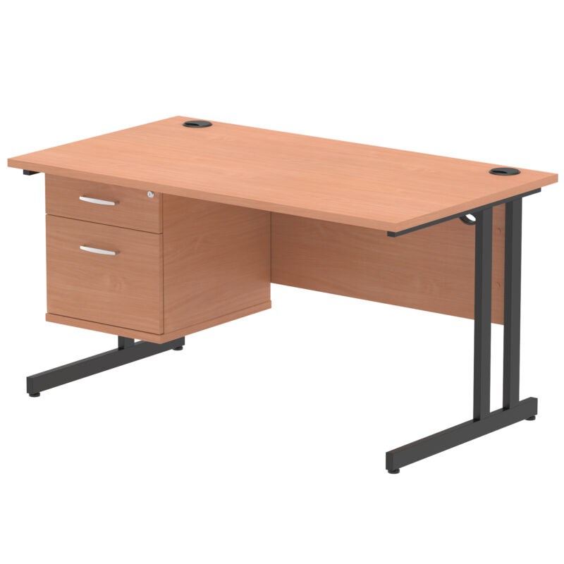 Pace 1400mm Cantilever Straight Desk With Single Fixed Pedestal - Image 121